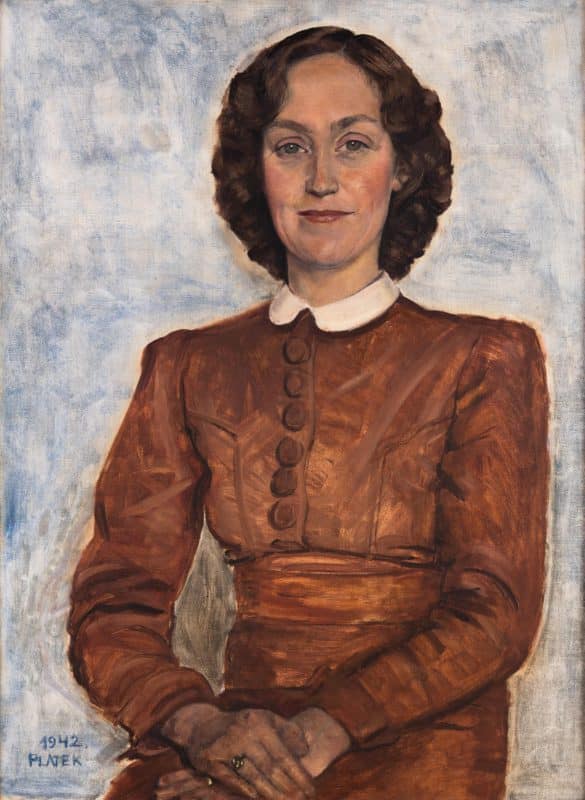 Porträt einer Dame im roten Kleid | 1942