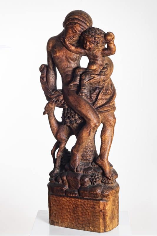 Frau mit Kind an einem Baumstumpf | 1915