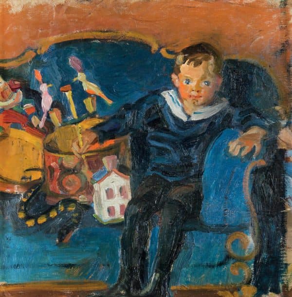 Knabe mit Spielzeug auf dem Sofa | o. D. 