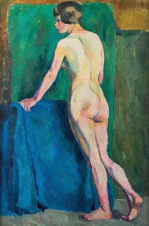 Akt vor grünem und blauem Tuch | o. D. 