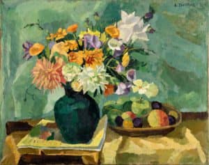Blumenstillleben mit Obstschale | 1927