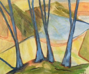 Expressive Landschaft mit Bäumen an einem See | o. D.