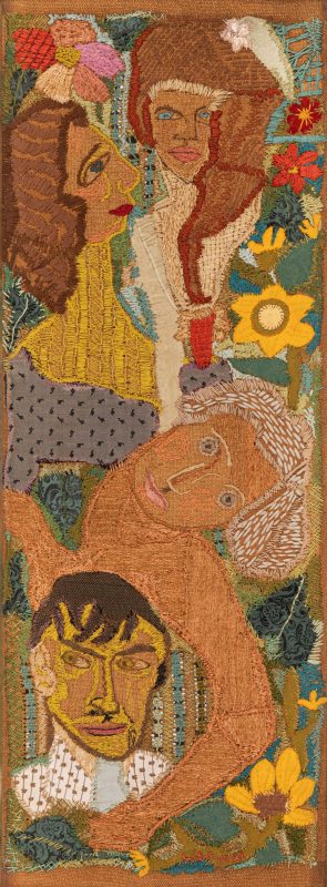 Textilbild mit Porträt von Otto Müller, Trude Willner, Selbstporträt und einer unbekannten Person | 1961