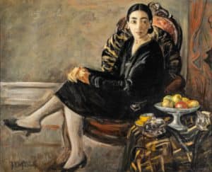 Dunkelhaarige Dame im Lehnstuhl | o. D.