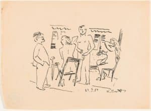 Interieur mit Akten und Besucher von Karl Tratt | 1934